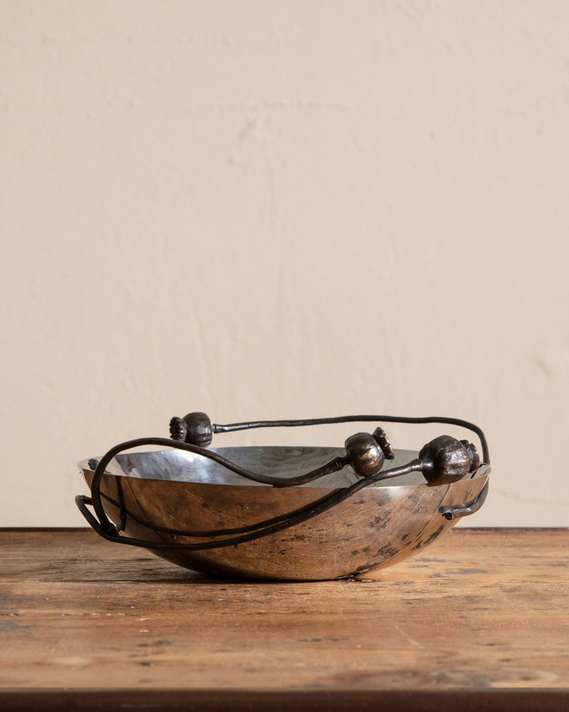 Michael Aram Poppy Silver Bowl with Bronze Poppies - Lone Fox