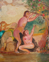 Mid - century Adam & Eve Oil Painting by Miller - Lone Fox