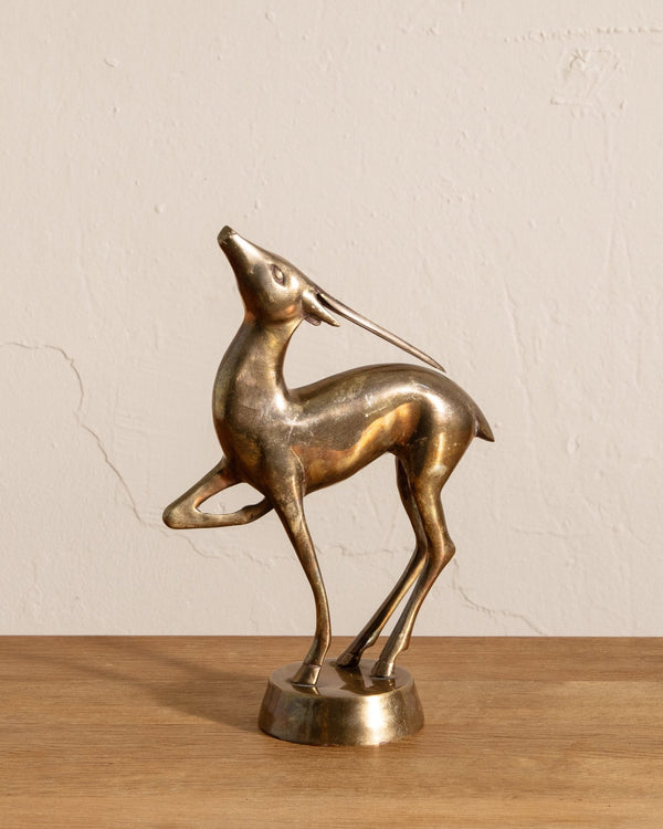 Mid Century Brass Gazelle Statue - Lone Fox