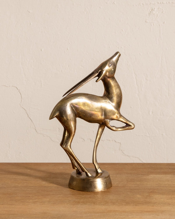 Mid Century Brass Gazelle Statue - Lone Fox