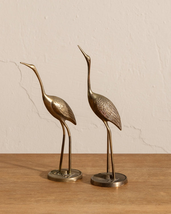Mid Century Brass Heron Bird Statues (Set of 2) - Lone Fox