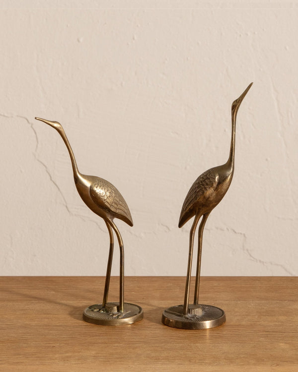 Mid Century Brass Heron Bird Statues (Set of 2) - Lone Fox
