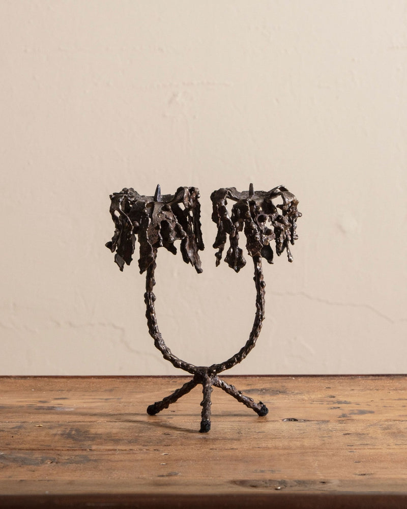 Mid Century Brutalist Torch Cut Candle Holder - Lone Fox