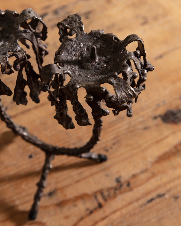 Mid Century Brutalist Torch Cut Candle Holder - Lone Fox