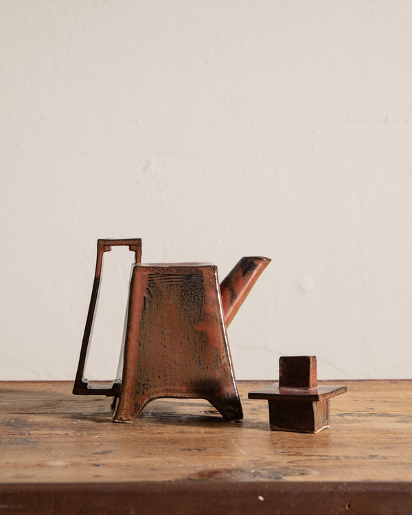 Mid Century Chinese Zisha Square Studio Teapot - Lone Fox
