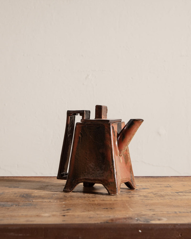 Mid Century Chinese Zisha Square Studio Teapot - Lone Fox