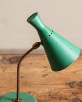 Mid Century Conical Green Enamel Table Lamp, Italy, 1950's - Lone Fox