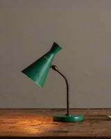 Mid Century Conical Green Enamel Table Lamp, Italy, 1950's - Lone Fox