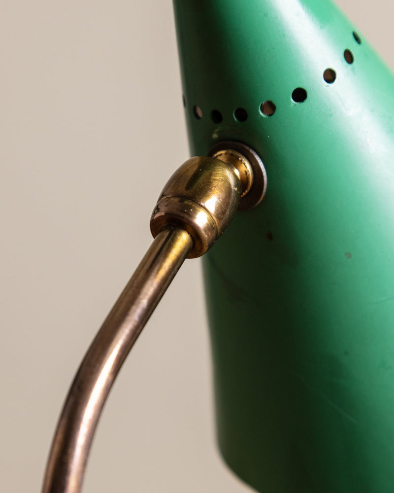 Mid Century Conical Green Enamel Table Lamp, Italy, 1950's - Lone Fox