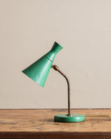Mid Century Conical Green Enamel Table Lamp, Italy, 1950's - Lone Fox