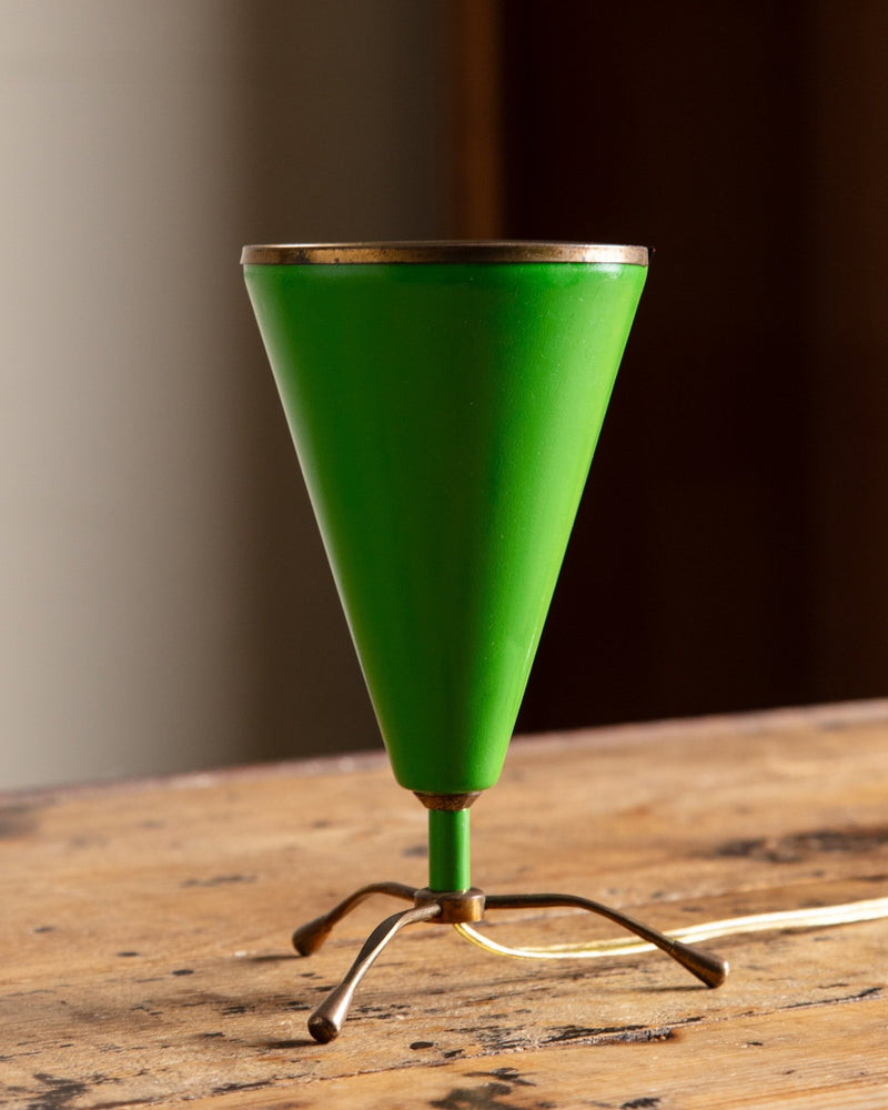 Mid Century Conical Green Tripod Lamp, Italy, 1950's - Lone Fox