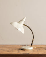 Mid Century Cream Enamel Pointy Desk Lamp, Italy, 1950's - Lone Fox
