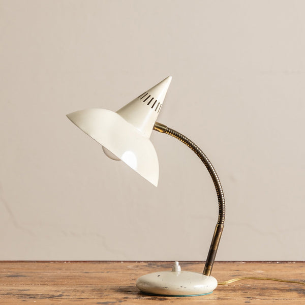 Mid Century Cream Enamel Pointy Desk Lamp, Italy, 1950's – Lone Fox