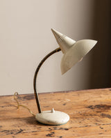 Mid Century Cream Enamel Pointy Desk Lamp, Italy, 1950's - Lone Fox