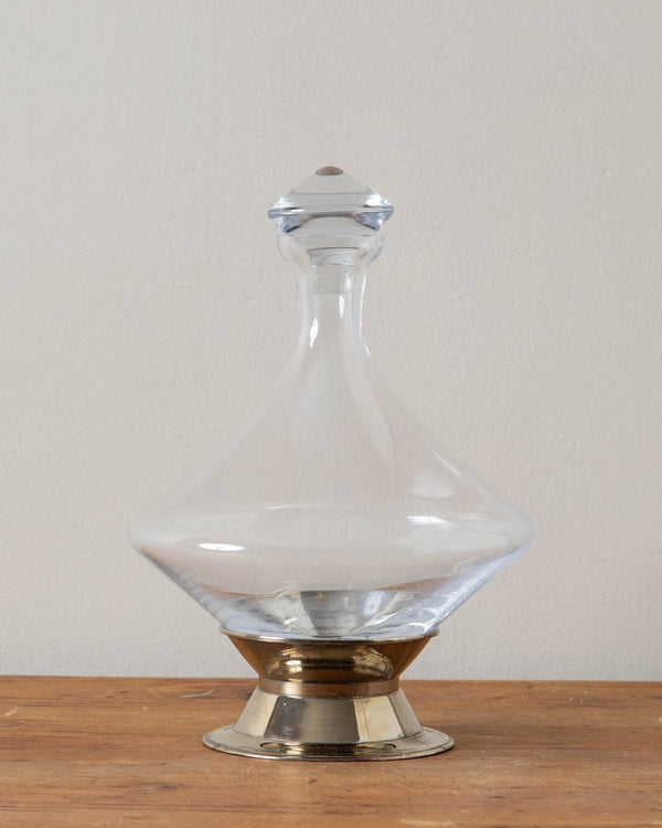 Mid Century Crystal Decanter on Silver Base - Lone Fox