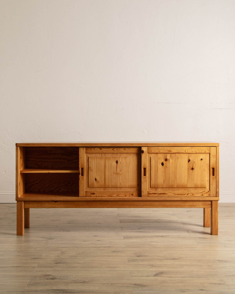 Mid Century Danish Pine Sliding Door Sideboard, 1970's - Lone Fox