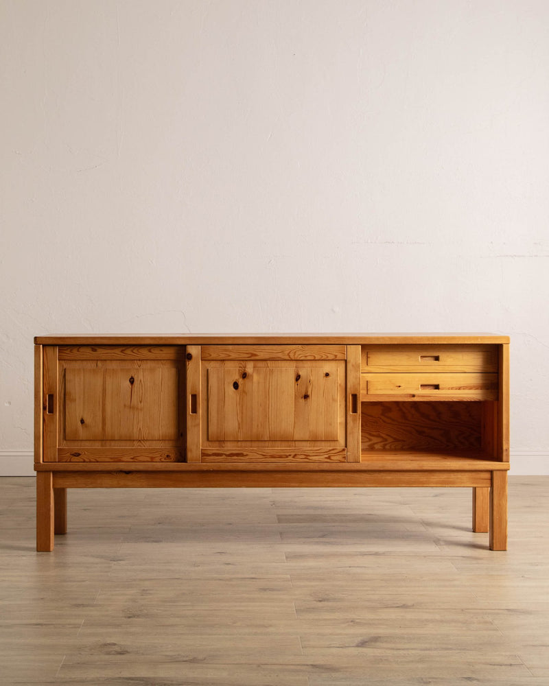 Mid Century Danish Pine Sliding Door Sideboard, 1970's - Lone Fox