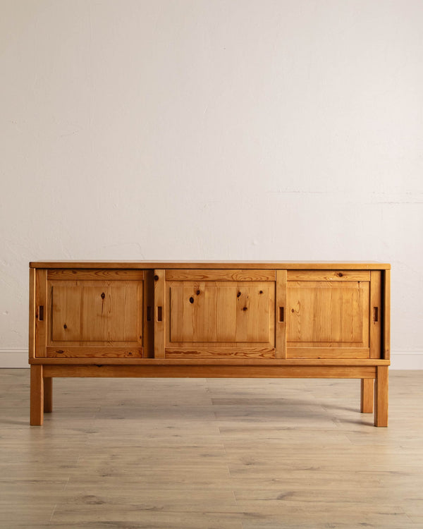 Mid Century Danish Pine Sliding Door Sideboard, 1970's - Lone Fox