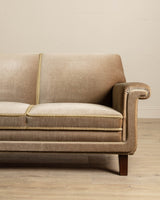 Mid Century Danish Sofa in Taupe Mohair w/ Braided Cording, 1960's - Lone Fox