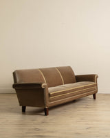 Mid Century Danish Sofa in Taupe Mohair w/ Braided Cording, 1960's - Lone Fox