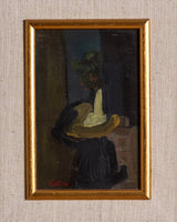 Mid Century Dark Abstract Figure Oil Painting - Lone Fox