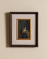 Mid Century Dark Abstract Figure Oil Painting - Lone Fox