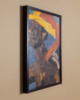 Mid - Century Expressionist Portrait with Yellow Hat, 1950's - Lone Fox