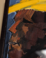 Mid - Century Expressionist Portrait with Yellow Hat, 1950's - Lone Fox