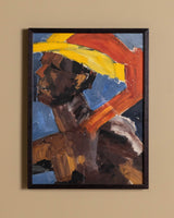 Mid - Century Expressionist Portrait with Yellow Hat, 1950's - Lone Fox