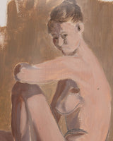Mid - Century Female Figure Study in Carved Wood Frame, 1950's - Lone Fox