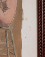 Mid - Century Female Figure Study in Carved Wood Frame, 1950's - Lone Fox