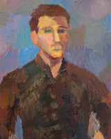 Mid Century Impressionist Male Portrait Oil Painting in Lacquered Frame - Lone Fox