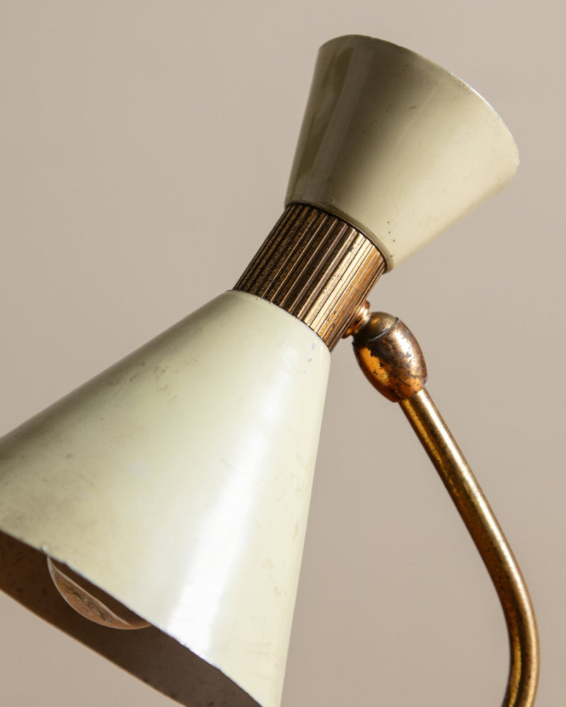 Mid Century Ivory & Brass Diablo Desk Lamp, Italy, 1950's - Lone Fox