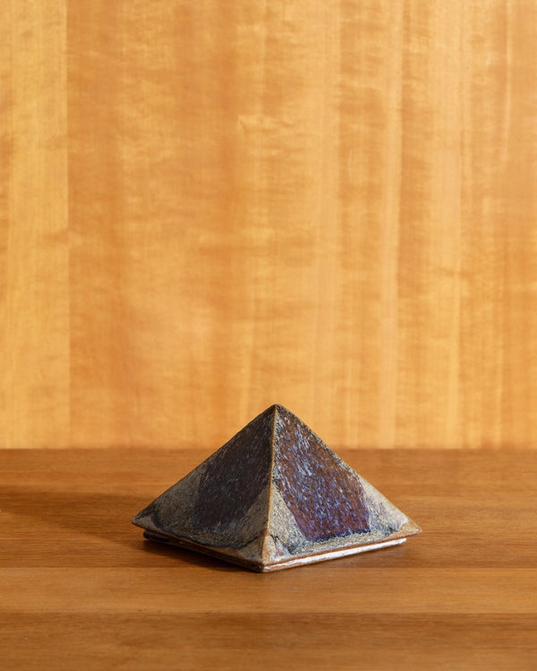 Mid Century Lidded Studio Pottery Pyramid Box - Lone Fox