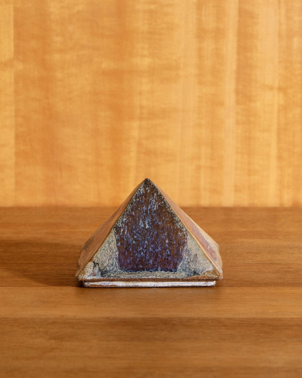 Mid Century Lidded Studio Pottery Pyramid Box - Lone Fox