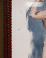 Mid - Century Male Figure Study in Carved Wood Frame, 1950's - Lone Fox