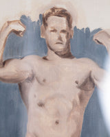 Mid - Century Male Figure Study in Carved Wood Frame, 1950's - Lone Fox
