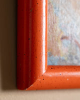 Mid Century Mime Performer Oil Painting in Orange Frame - Lone Fox