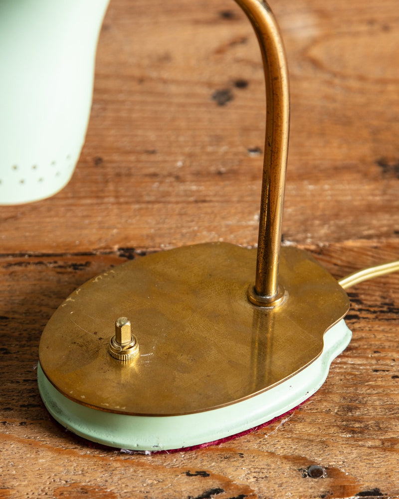 Mid Century Mint & Brass Desk Lamp, Italy, 1950's - Lone Fox