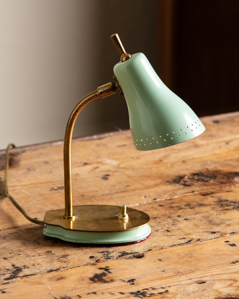 Mid Century Mint & Brass Desk Lamp, Italy, 1950's - Lone Fox