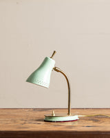 Mid Century Mint & Brass Desk Lamp, Italy, 1950's - Lone Fox