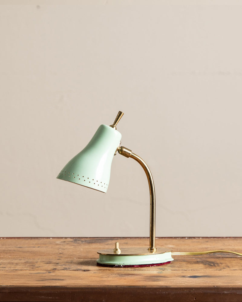 Mid Century Mint & Brass Desk Lamp, Italy, 1950's - Lone Fox