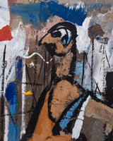 Mid - Century Modern Figurative Harbor Scene - Lone Fox