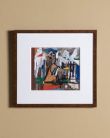 Mid - Century Modern Figurative Harbor Scene - Lone Fox