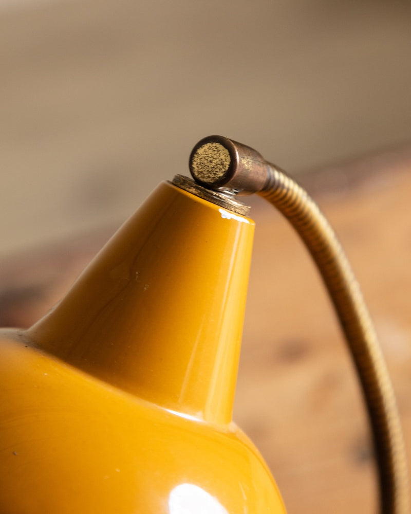 Mid Century Mustard Enamel Desk Lamp, Italy, 1950's - Lone Fox