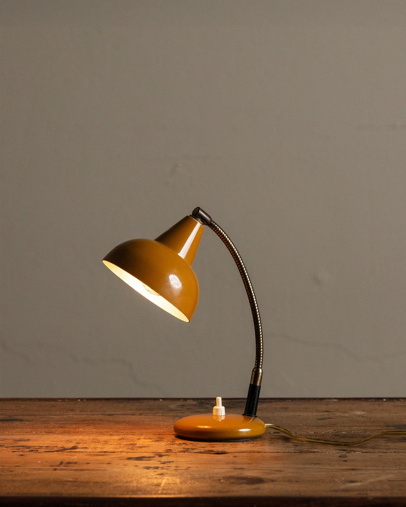 Mid Century Mustard Enamel Desk Lamp, Italy, 1950's - Lone Fox