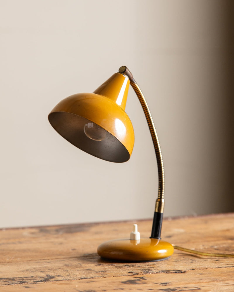 Mid Century Mustard Enamel Desk Lamp, Italy, 1950's - Lone Fox