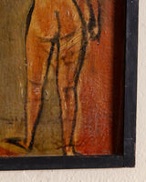 Mid Century Nude Sketch Oil Painting, 1950's - Lone Fox