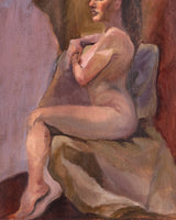 Mid Century Nude Woman Oil Painting - Lone Fox