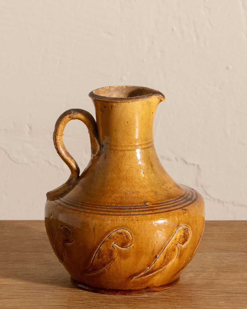 Mid Century Ochre Studio Pottery Pitcher - Lone Fox